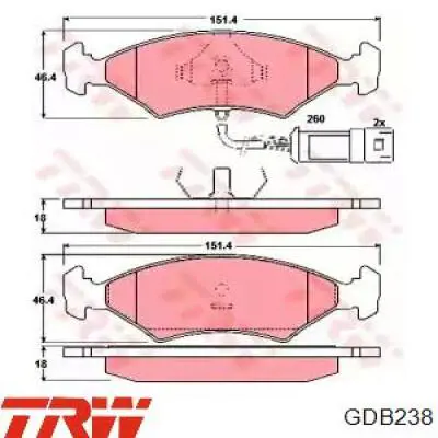 Передні тормозні колодки GDB238 TRW