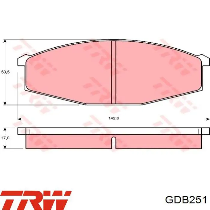 GDB251 TRW колодки гальмівні передні, дискові