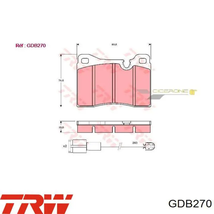 Купити GDB270 TRW Колодки гальмівні передні, дискові