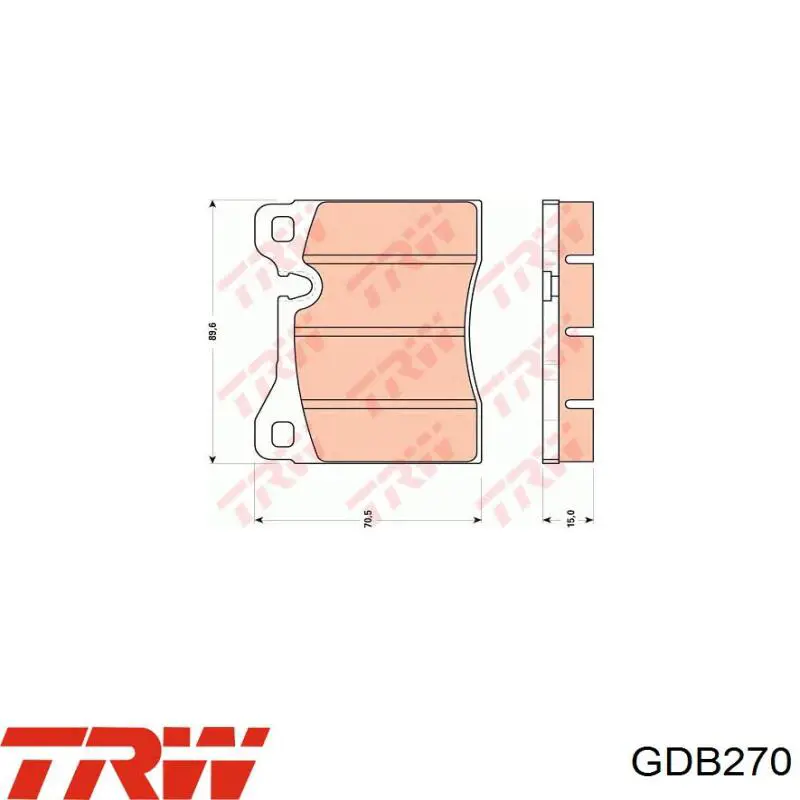 Передні тормозні колодки GDB270 TRW