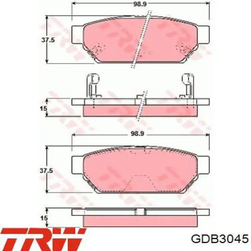 Купити GDB3045 TRW Задні колодки