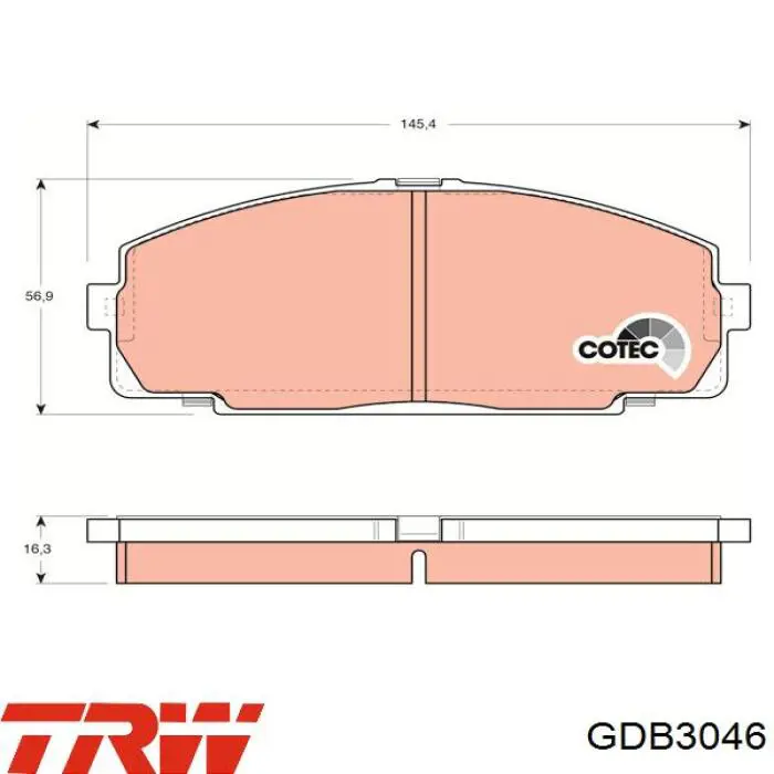 Купити GDB3046 TRW Колодки гальмівні передні, дискові