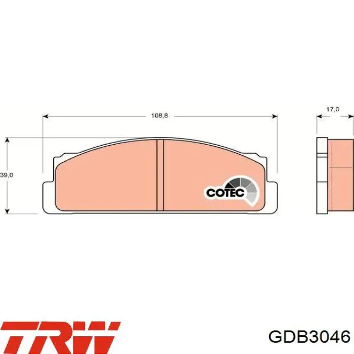 Передні тормозні колодки GDB3046 TRW