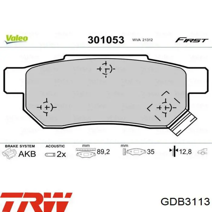 Задні гальмівні колодки TRW GDB3113 ціна, від 16.93 USD