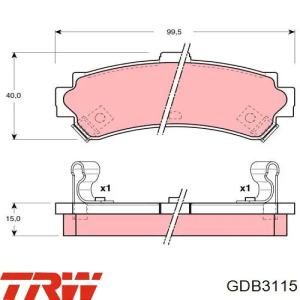 Колодки гальмові задні, дискові GDB3115 TRW