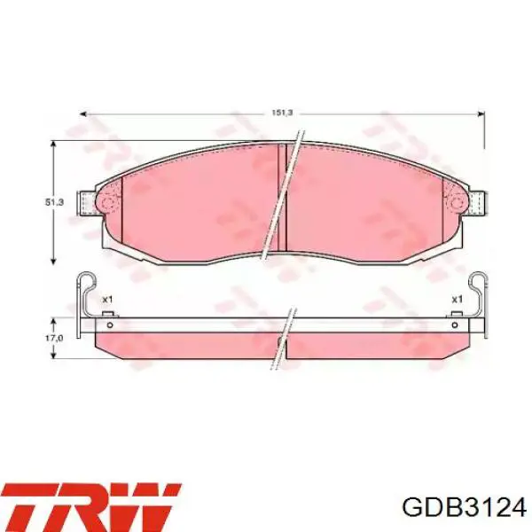 Колодки гальмівні передні, дискові GDB3124 TRW