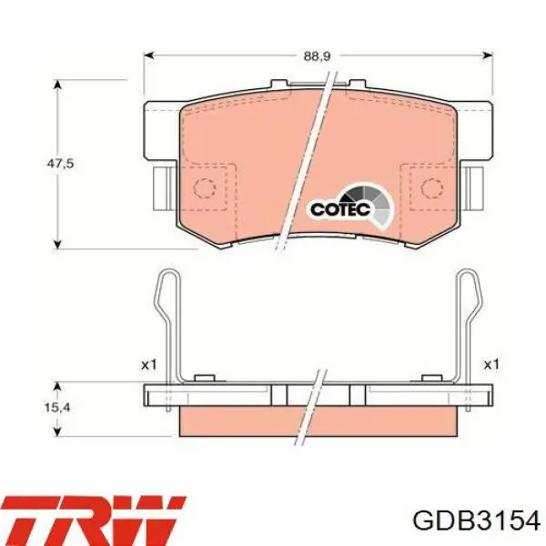 GDB3154 TRW колодки гальмові задні, дискові