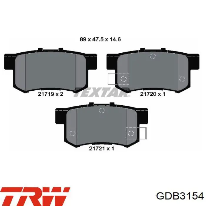 Купити GDB3154 TRW Задні колодки