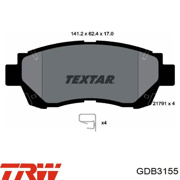 Колодки гальмівні передні, дискові GDB3155 TRW