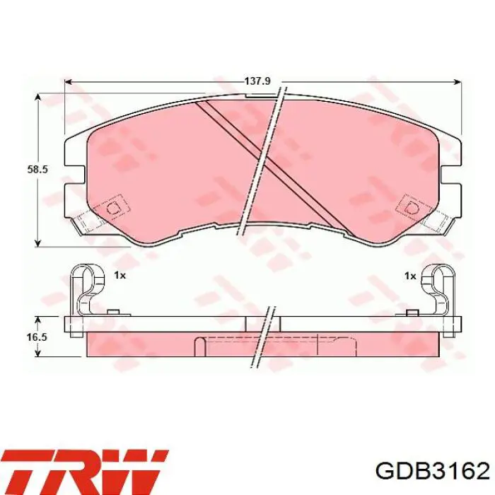 Передні тормозні колодки GDB3162 TRW