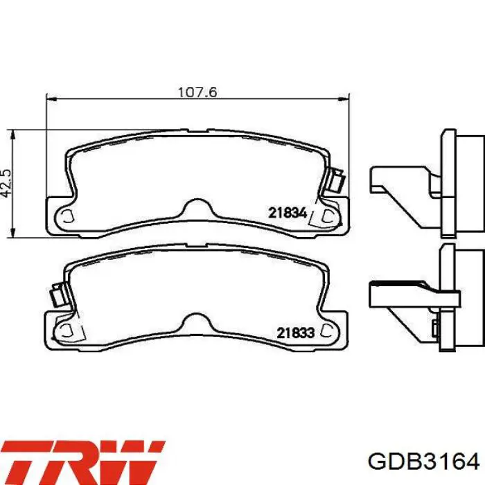 Купити GDB3164 TRW Задні колодки
