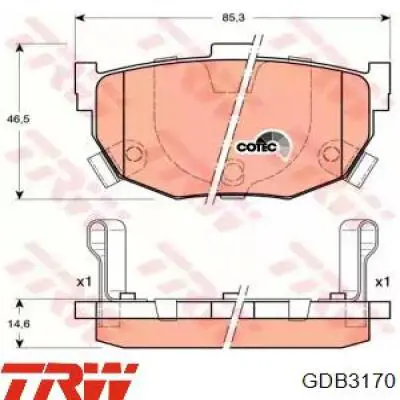 Задні гальмівні колодки GDB3170 TRW