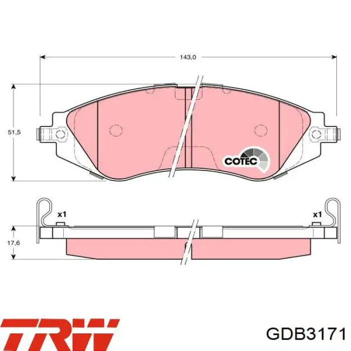 GDB3171 TRW колодки гальмівні передні, дискові