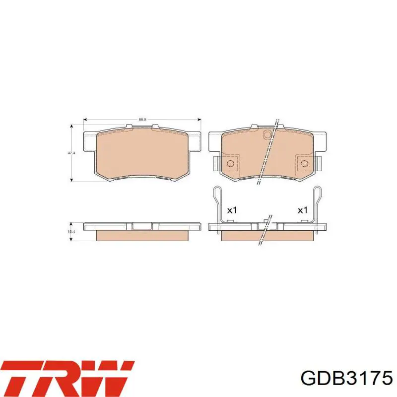 Купити GDB3175 TRW Задні колодки