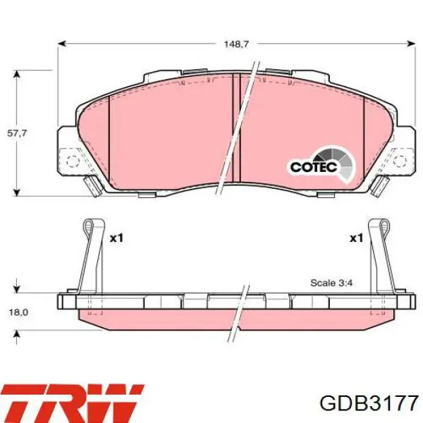 GDB3177 TRW колодки гальмівні передні, дискові