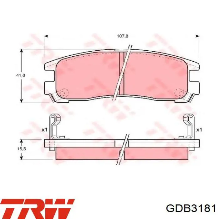 Задні гальмівні колодки GDB3181 TRW