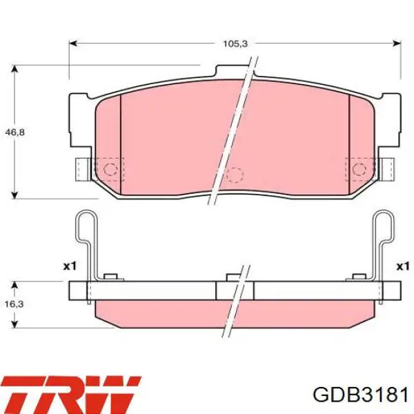 Колодки гальмові задні, дискові GDB3181 TRW