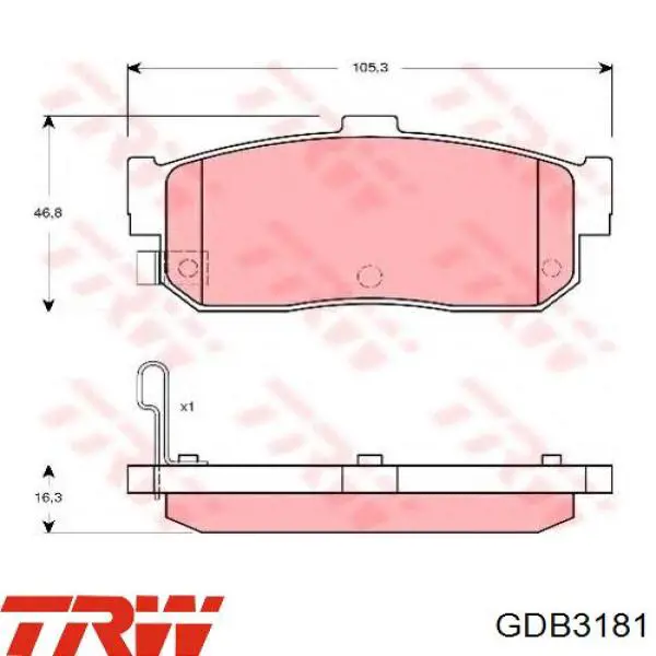 Купити GDB3181 TRW Задні колодки