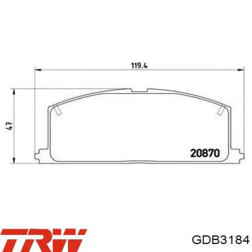 Купити GDB3184 TRW Колодки гальмівні передні, дискові