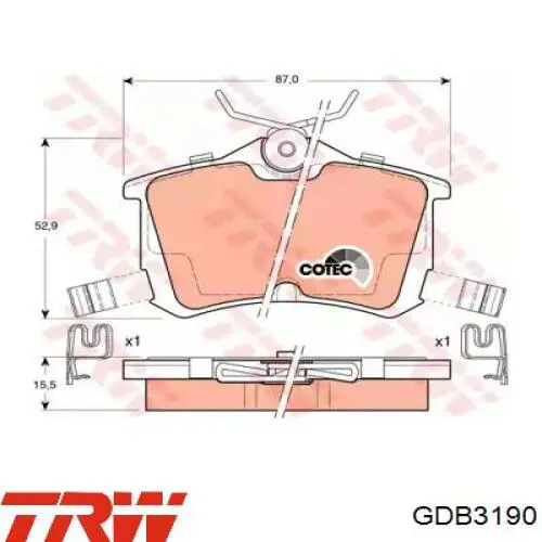 Задні гальмівні колодки 190880 Maxgear