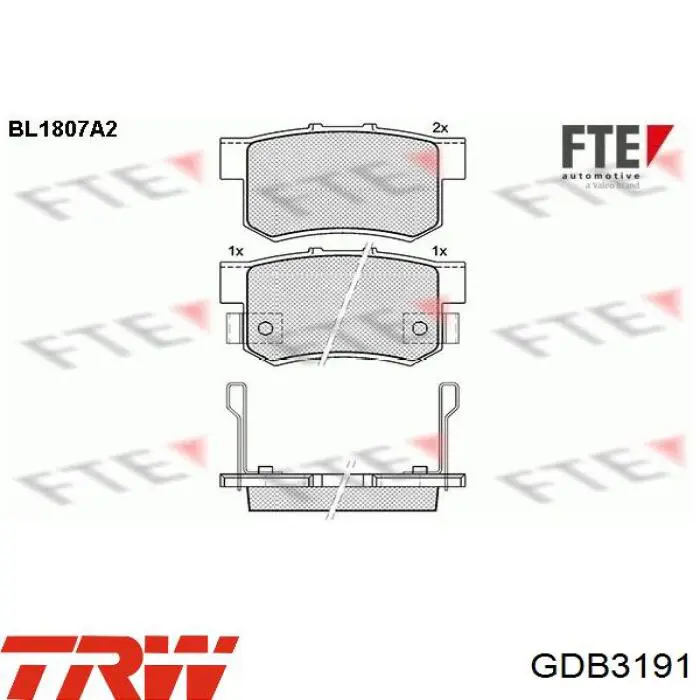 Купити GDB3191 TRW Задні колодки