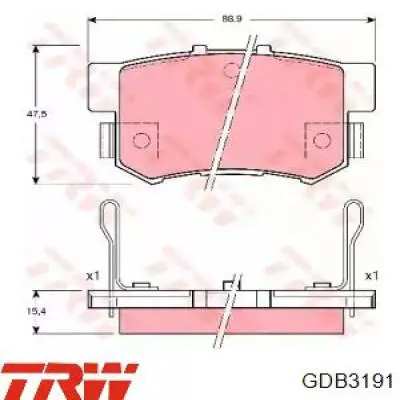 GDB3191 TRW Колодки гальмівні задні, дискові