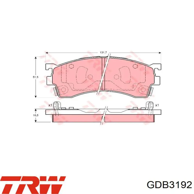 Купити GDB3192 TRW Колодки гальмівні передні, дискові