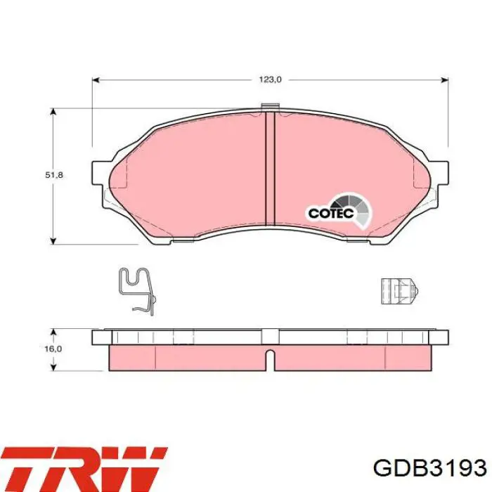 GDB3193 TRW колодки гальмівні передні, дискові
