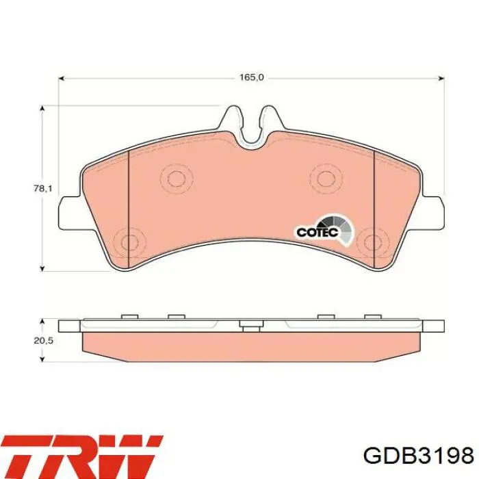 GDB3198 TRW колодки гальмові задні, дискові