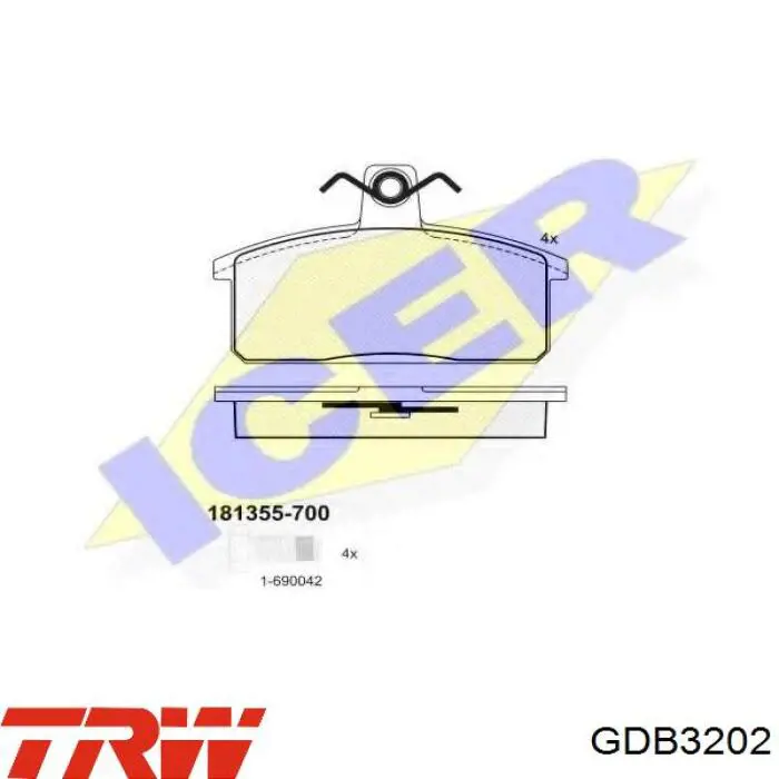 GDB3202 TRW Передні гальмівні колодки
