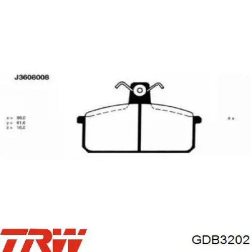 Колодки гальмівні передні, дискові GDB3202 TRW