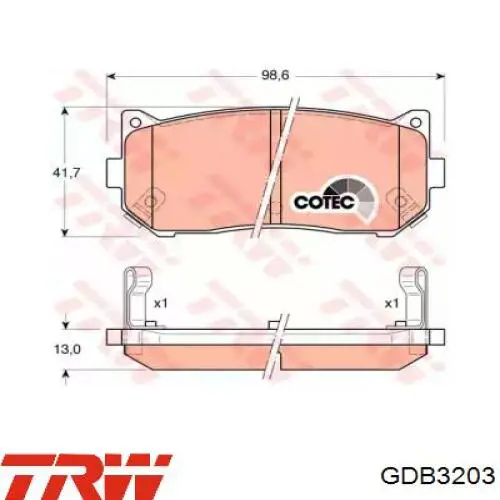 Купити GDB3203 TRW Задні колодки