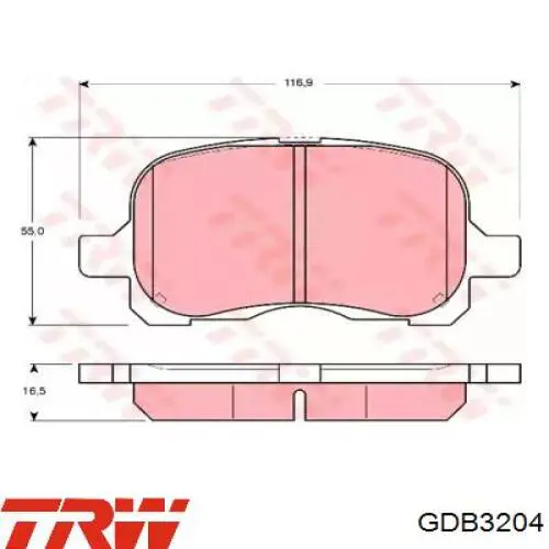 Купити GDB3204 TRW Колодки гальмівні передні, дискові