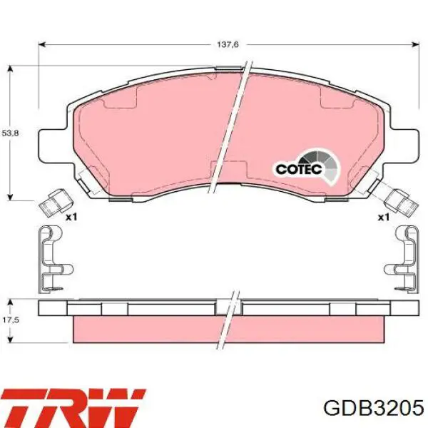 Колодки гальмівні передні, дискові GDB3205 TRW