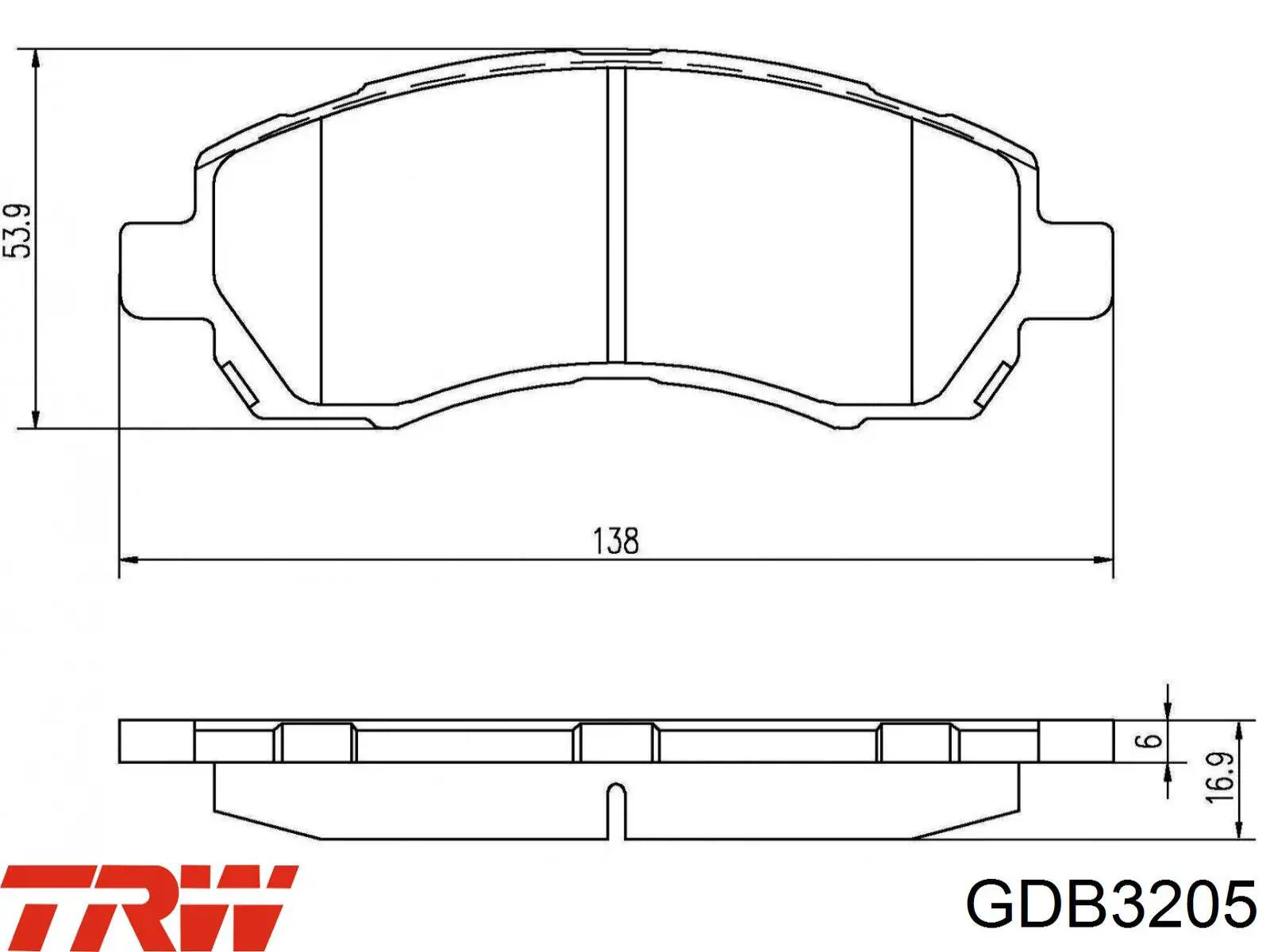 Передні тормозні колодки GDB3205 TRW