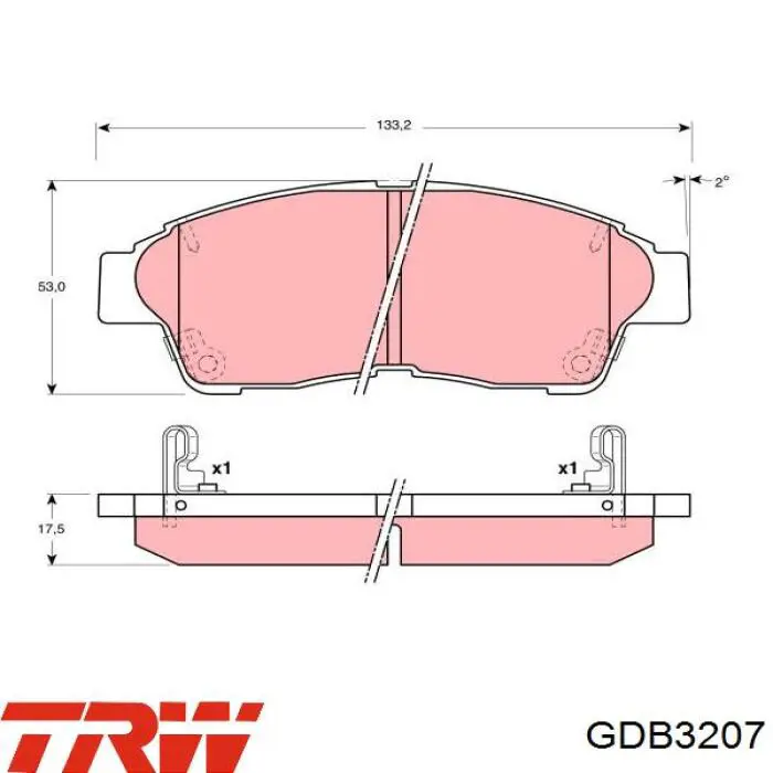 GDB3207 TRW Передні гальмівні колодки