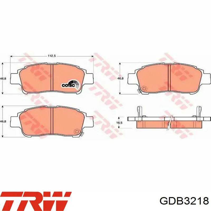 Колодки гальмівні передні, дискові GDB3218 TRW