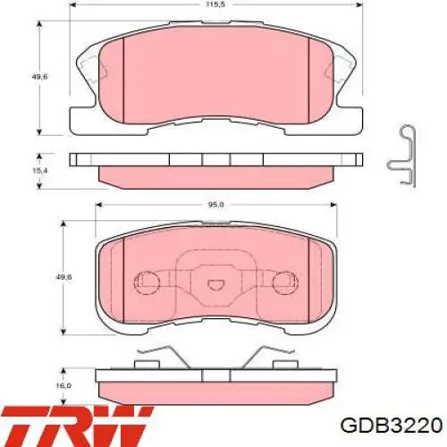 Купити GDB3220 TRW Колодки гальмівні передні, дискові