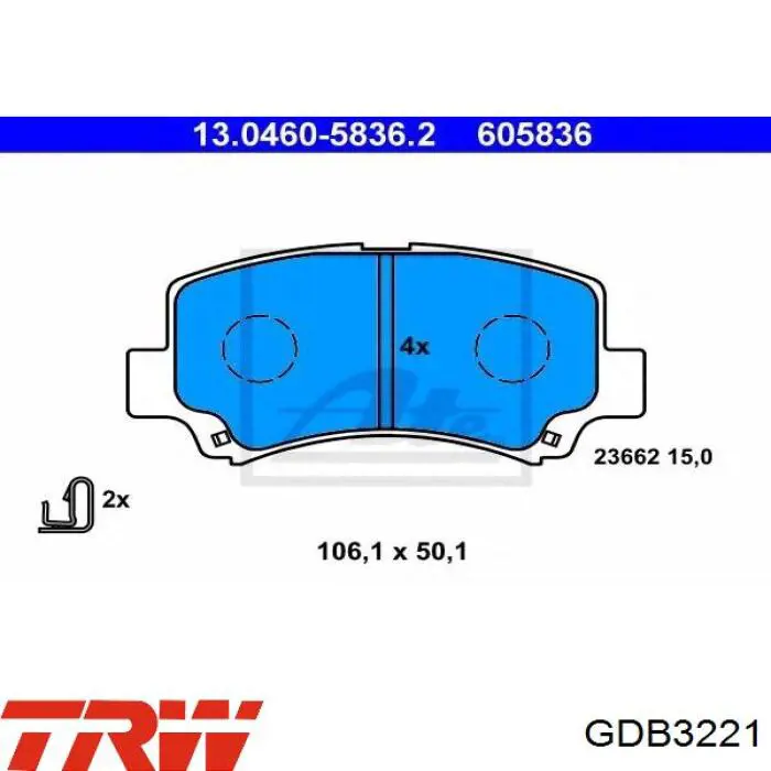 Гальмівні колодки TRW GDB3221 ціна, від 15.28 USD