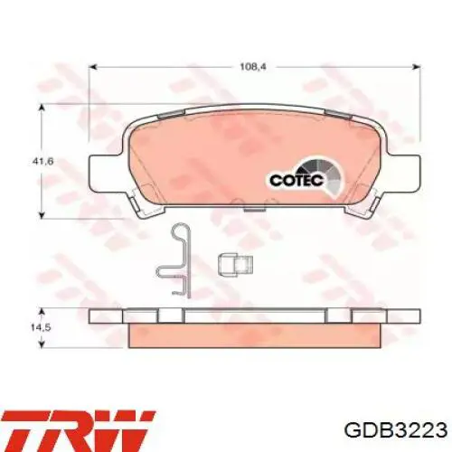 Задні гальмівні колодки GDB3223 TRW