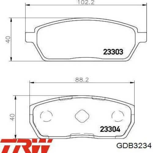 Передні тормозні колодки GDB3234 TRW