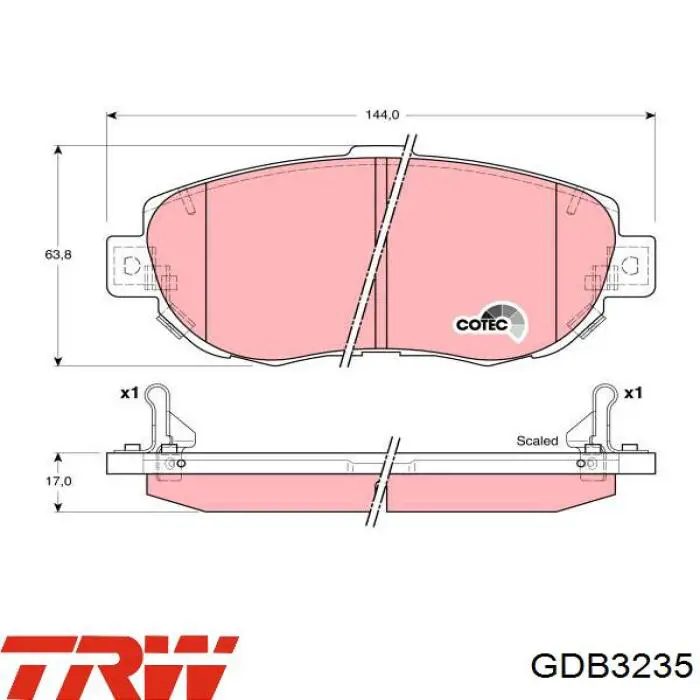 GDB3235 TRW колодки гальмівні передні, дискові
