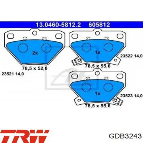 Задні гальмівні колодки GDB3243 TRW