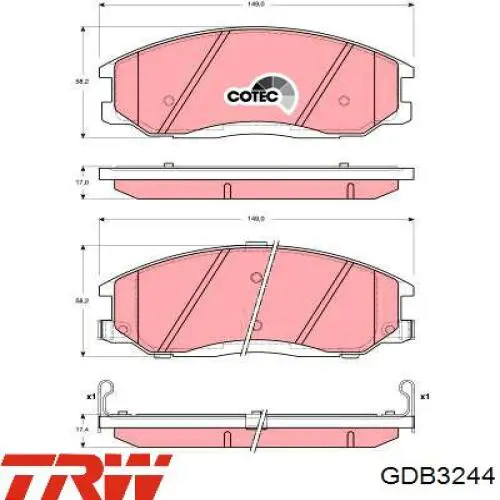 Колодки гальмівні передні, дискові GDB3244 TRW