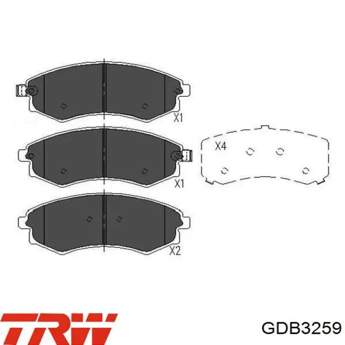 Купити GDB3259 TRW Колодки гальмівні передні, дискові