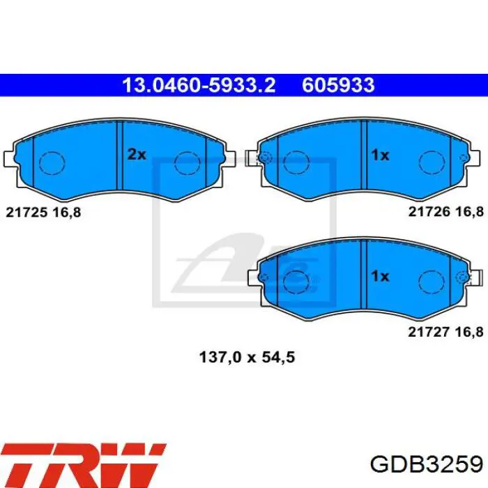 Гальмівні колодки TRW GDB3259 ціна, від 16.38 USD