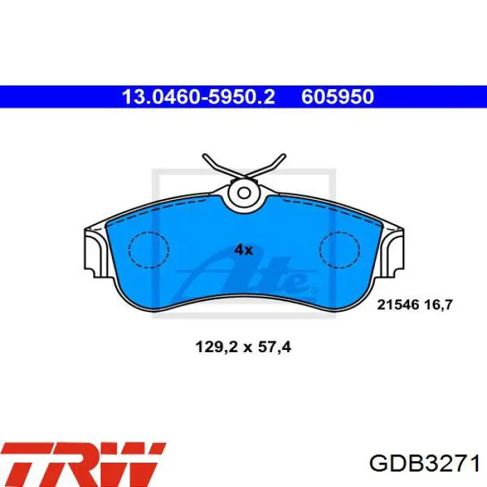 Купити GDB3271 TRW Колодки гальмівні передні, дискові