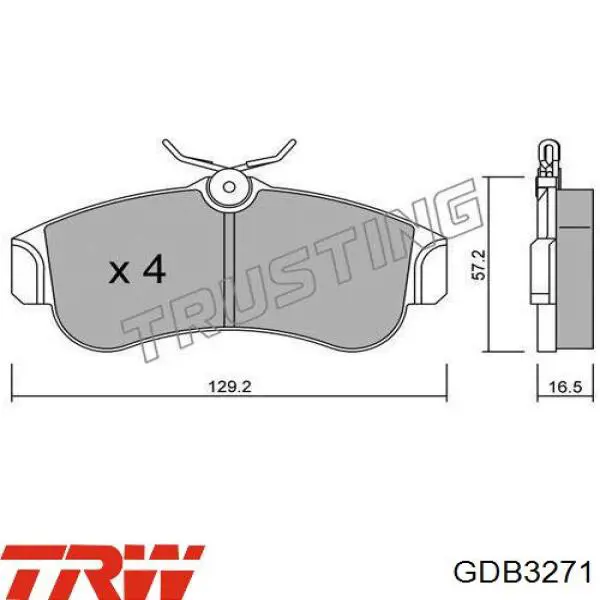 Передні тормозні колодки GDB3271 TRW