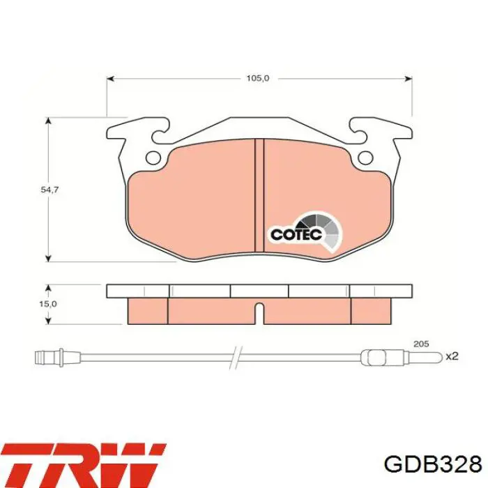 GDB328 TRW колодки гальмівні передні, дискові
