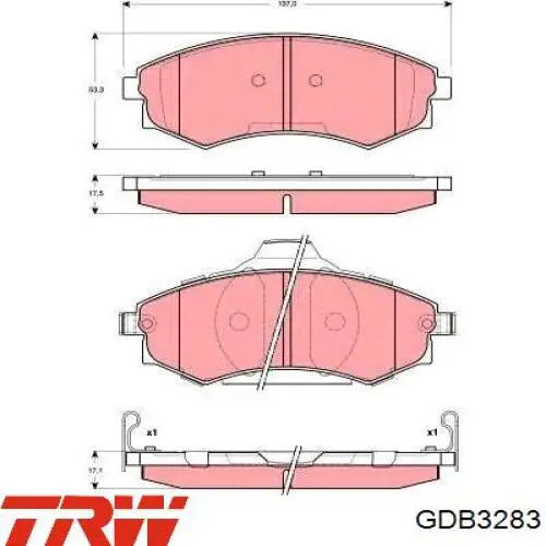 Купити GDB3283 TRW Колодки гальмівні передні, дискові